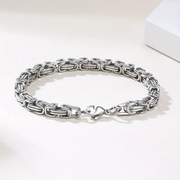 Titanium Steel Bracelet Chain Metal 6MM Unisex Goth Punk Minimalist Rock Street - Picture 3 of 4